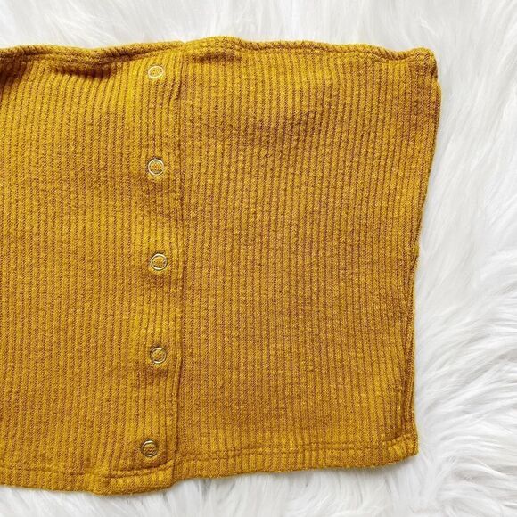 Better Be Ribbed Button Down Tube Top Mustard Yellow Size Small - Picture 3 of 4